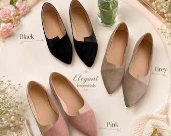 Ballerines pointues pour femmes, escarpins élégants, chaussures plates confortables pour le travail