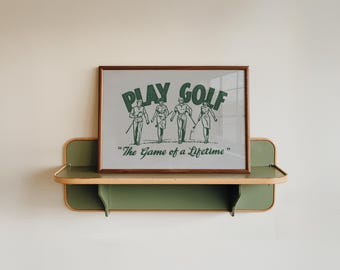 Arte de pared de golf verde / Impresión deportiva retro / Regalo de golfista / Decoración infantil vintage preppy / ArtSalt