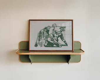Arte de pared de hockey / Impresión deportiva verde retro / Regalo para fanáticos del hockey / Decoración clásica para guardería / ArtSalt