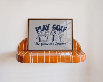Arte de pared de golf vintage / Impresión de fitness preppy azul marino / Regalo de golf para él / Póster deportivo de bellas artes / Impresión atlética tipográfica de ArtSalt