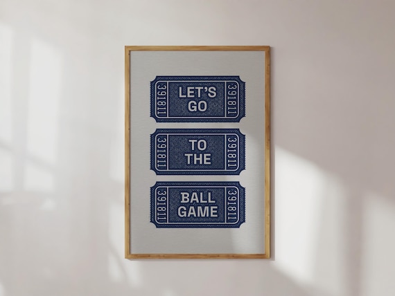 Sports Ticket Wall Art | Navy Retro Baseball Print | Blue Sports Fan Gift | Vintage Nursery Decor | ArtSalt