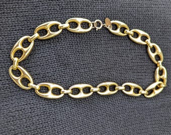 Gargantilla de cadena gruesa chapada en oro Les Bernard de 15 pulgadas.