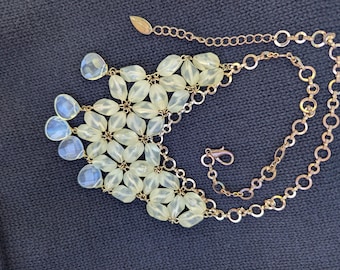 Coldwater Creek Bib Necklace Frosted Yellow Flowers