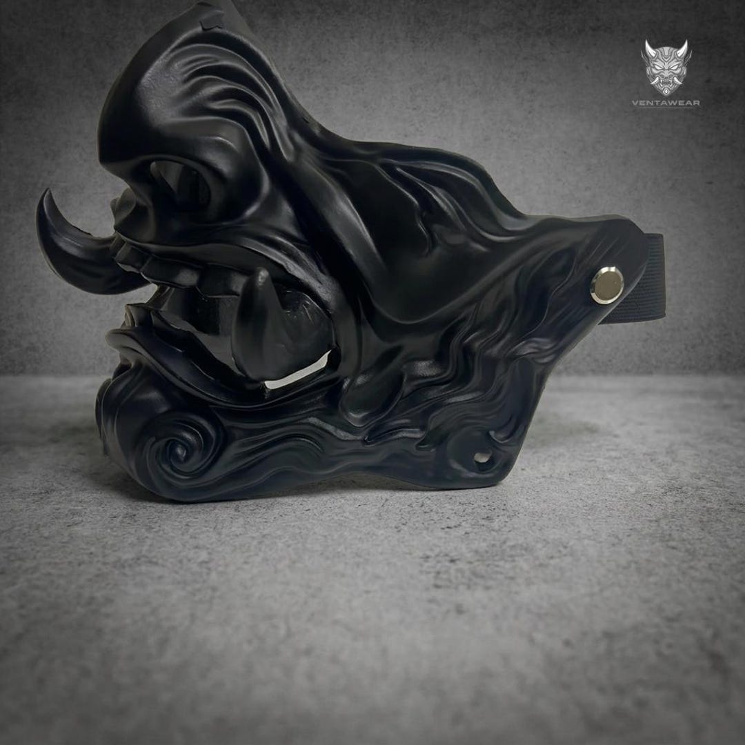 Japanese Oni Mask, Men Samurai Hannya, Demi Face Resin Cosplay, Kabuki ...