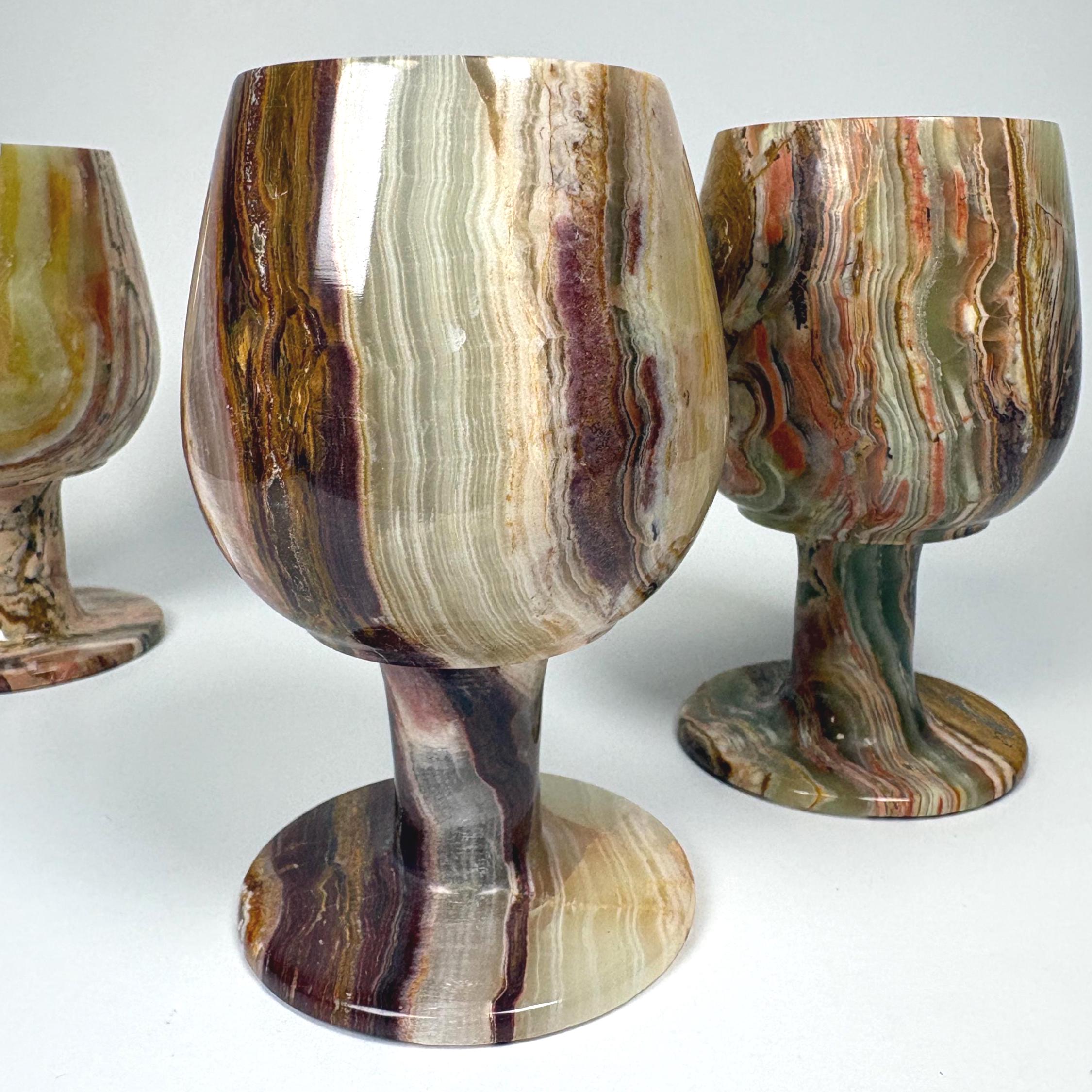 Vintage Multi Green Onyx Goblet, 5 Inch Polished Stone Decorative ...