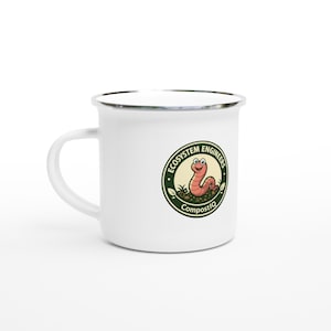 White 12oz Enamel Mug "Ecosystem Engineers"