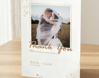 Custom Wedding Thank You Card, Personalized Text Image, Minimalist Photo Postcard (5x7"), Wedding Gift