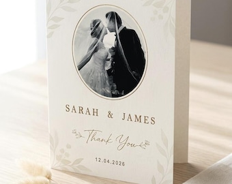 Custom Wedding Thank You Card, Personalized Text Image, Minimalist Photo Postcard (5x7"), Wedding Gift