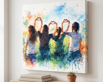 Custom Watercolor Photo Canvas Print, Gallery Wrap Wall Art, Extra Thick (1.75" Frame)