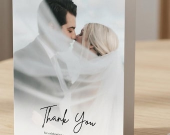 Custom Wedding Thank You Card, Personalized Text Image, Minimalist Photo Postcard 5x7", Wedding Gift