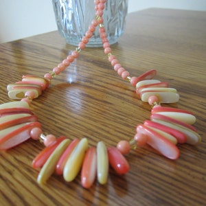 Peach and White Fan Necklace image 3