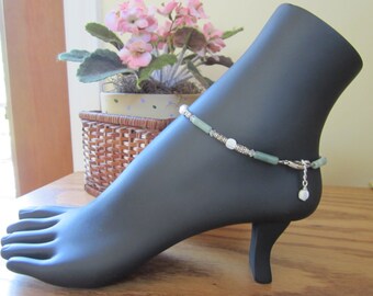 Pale Green Beaded Ankle Bracelet