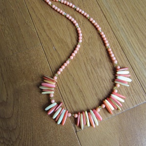 Peach and White Fan Necklace image 2