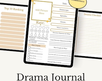 Drama Journal, Drama Tracker, Review Pages (Digital Download)