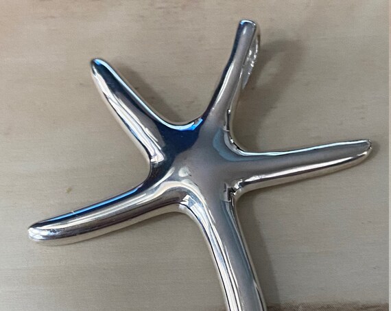 Beautiful New ! Solid Sterling Silver Starfish Pendant 1.75 " X1.43 "