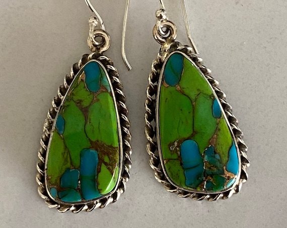 Mojave Turquoise Gemstone Earrings Handcrafted 925 Sterling Silver