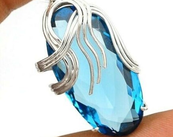 24CT Tanzanite 925 Solid Sterling Silver Pendant. Free Chain 18". Free shipping
