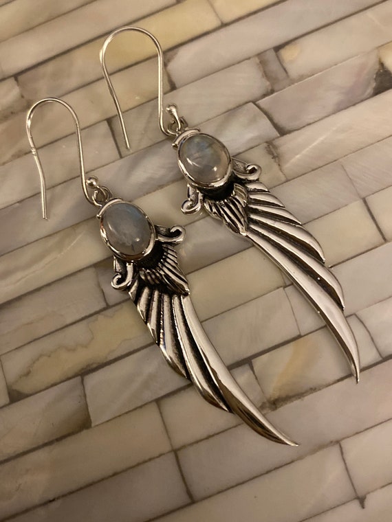 Moonstone Gemstone Earrings Handcrafted 925 Sterling Silver