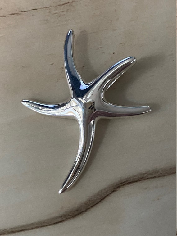 Beautiful New ! Solid Sterling Silver Starfish Pendant 1.75 " X1.43 "