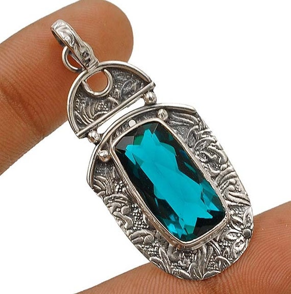 12CT Apatite 925 Solid Sterling Silver Pendant Jewelry. Free Chain 18". Free shipping