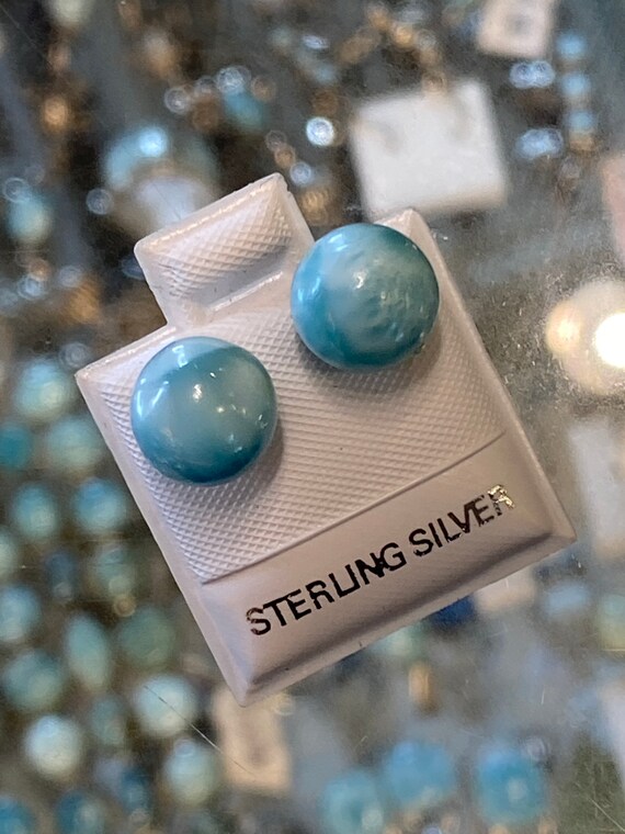 Larimar the Caribbean Gemstone posted Earrings.Handcrafted.925 Sterling Silver