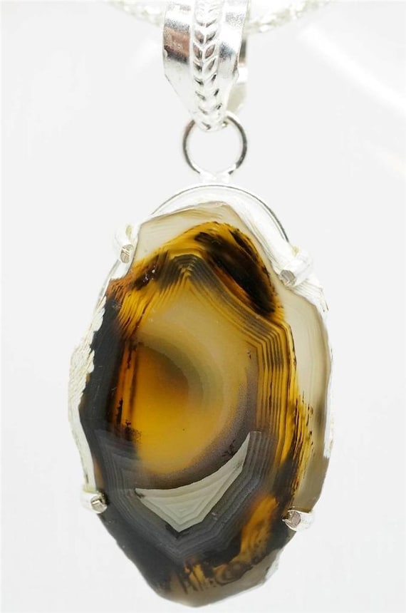 Handcraft Pendant Huge BROWN DRUSY AGATE Gemstone 925 Sterling Silver Plated