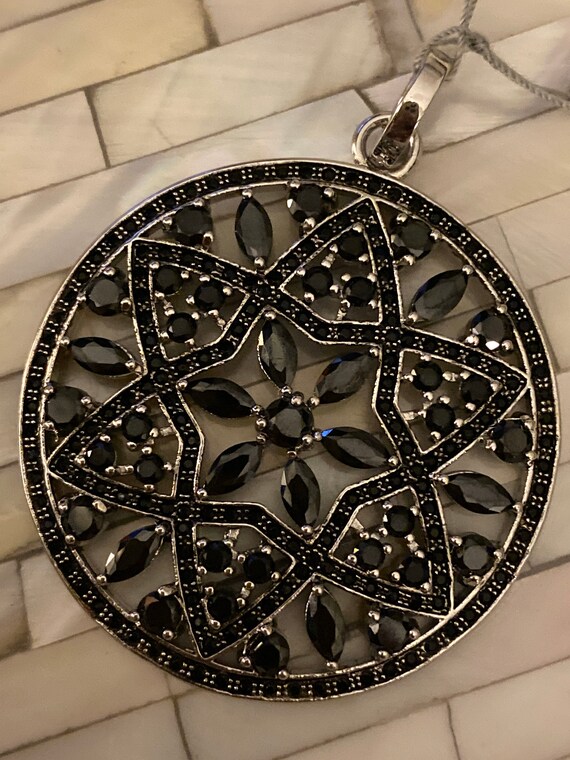 New Unique ! Black Onyx .Sterling solid Silver.Pendant
