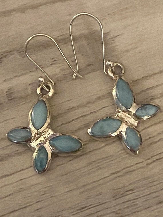 New! Caribbean Gemstone Larimar Earrings 925 Sterling Silver. Handcrafted. Free Shipping
