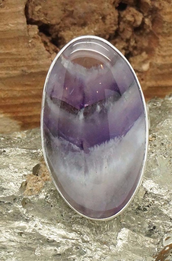 Handcrafted Unique Natural African Lace Amethyst 925 STERLING SILVER Sz.6
