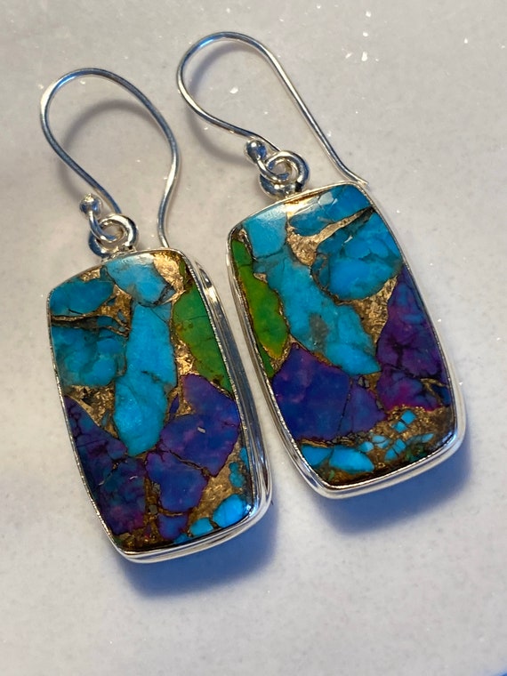Mojave Turquoise Gemstone Earrings Handcrafted 925 Sterling Silver