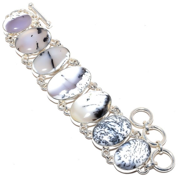 Dendrite Opal Bracelet Handcrafted Sterling Silver Jewelry. India. Free Shipping !