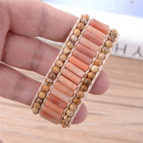 Handmade Bracelets Tube Shape Natural Coral Stone… - image 4
