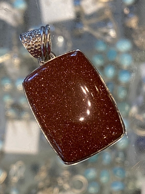 Sand Stone Orange Pendant Sterling Silver Handcrafted. Free shipping and chain 18”