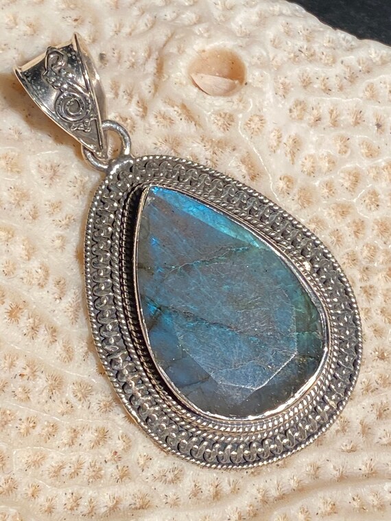 New Labradorite Pendant Sterling Silver Handcrafted 2 3/4” inches