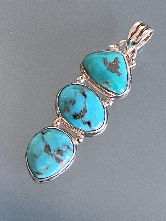 Turquoise & Silver inserts Pendant Handcrafted