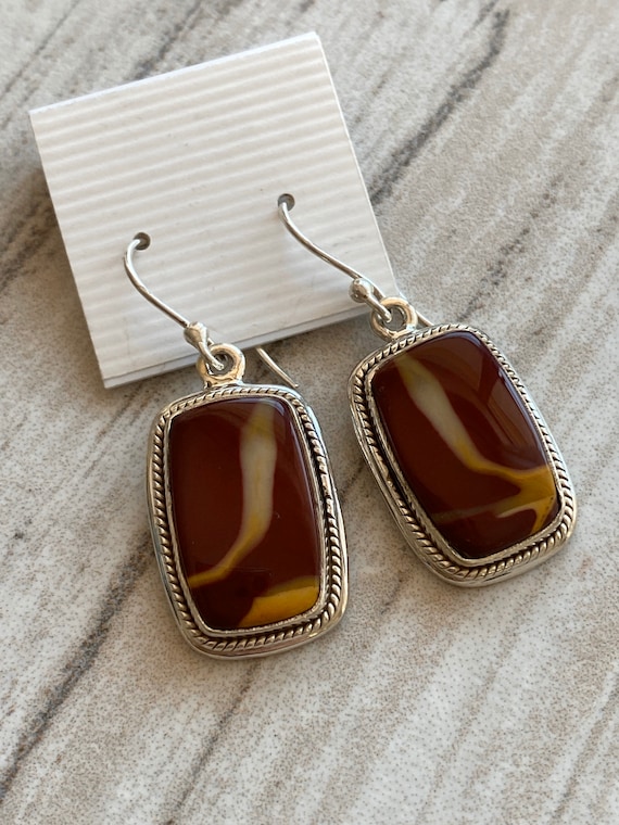 Gemstone earrings. Imperial Jasper. 925 Sterling Silver. Handcrafted.