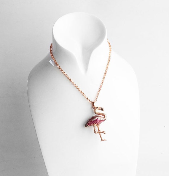 Pendant Feather Pink Flamingo New Fashion Boho Jewelry Vintage 925 Sterling Silver Necklace