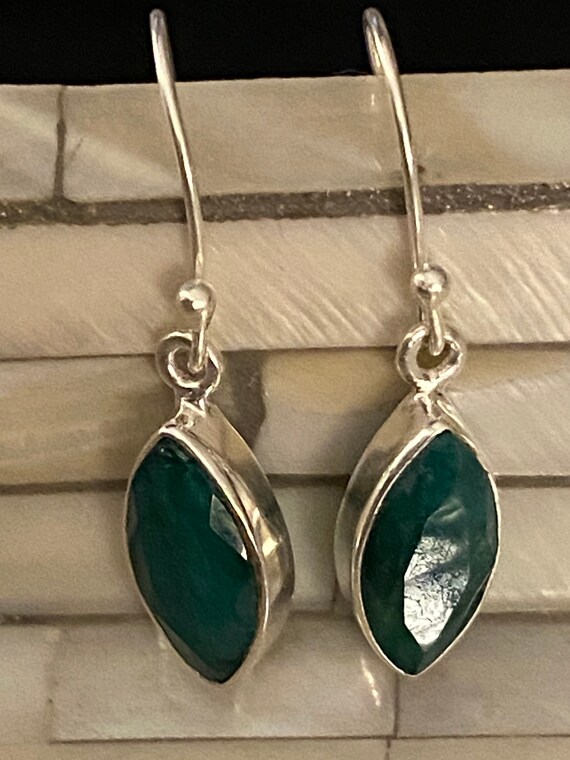 Untreated Emerald Gemstone Earrings Handcrafted 925 Sterling Silver