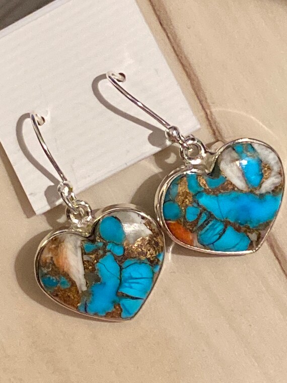 Spiny Oyster Gemstone Earrings Handcrafted 925 Sterling Silver