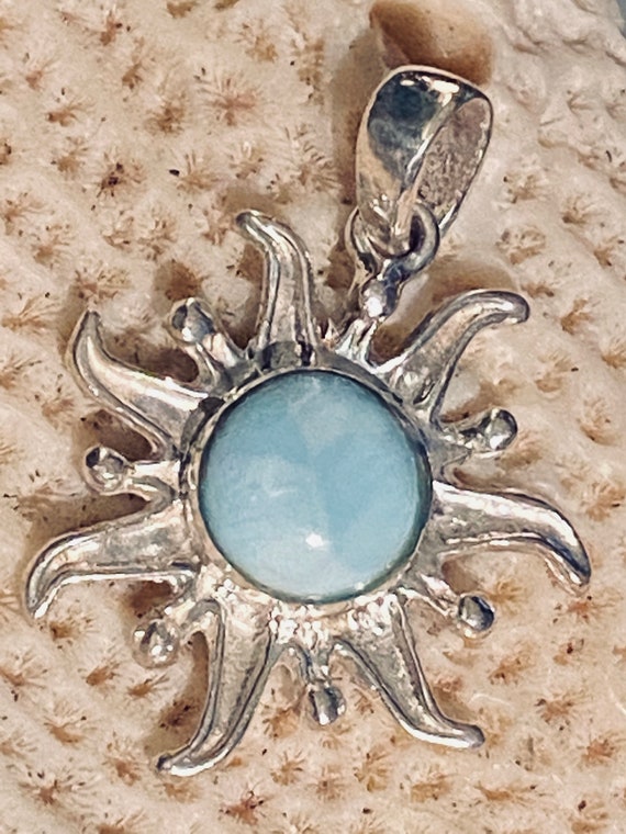 New Beautiful Caribbean Larimar 925 Sterling Silver Pendant Handcrafted Jewelry