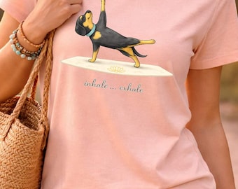Dackel Yoga Shirt Inhale Exhale, Hundemama T-Shirt, Yoga Geschenk für Dackelliebhaber, Dackel Shirt, Boho Hunde Shirt