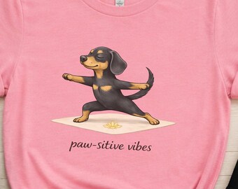 Dackel Yoga Shirt Paw-sitive Vibes – positives Hundeshirt für Yogafans