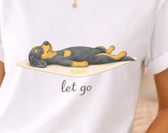 Dackel Yoga Shirt Let Go, Hundemama T-Shirt, Yoga Geschenk für Dackelliebhaber, Entspannung Shirt, Boho Hunde Shirt