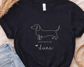 Inspiriert von Dackel Shirt - Dog Mom T-Shirt, Dackelmama Shirt, Minimalistisches Hunde Shirt, Geschenk für Dackelfans, Bella Canvas 3001
