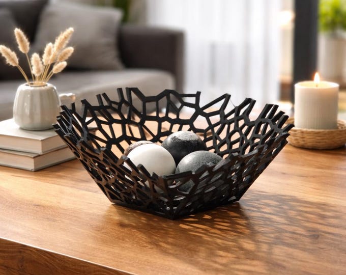 Voronoi Design Bowl – Modern Minimalist Decor – Sculptural Centerpiece