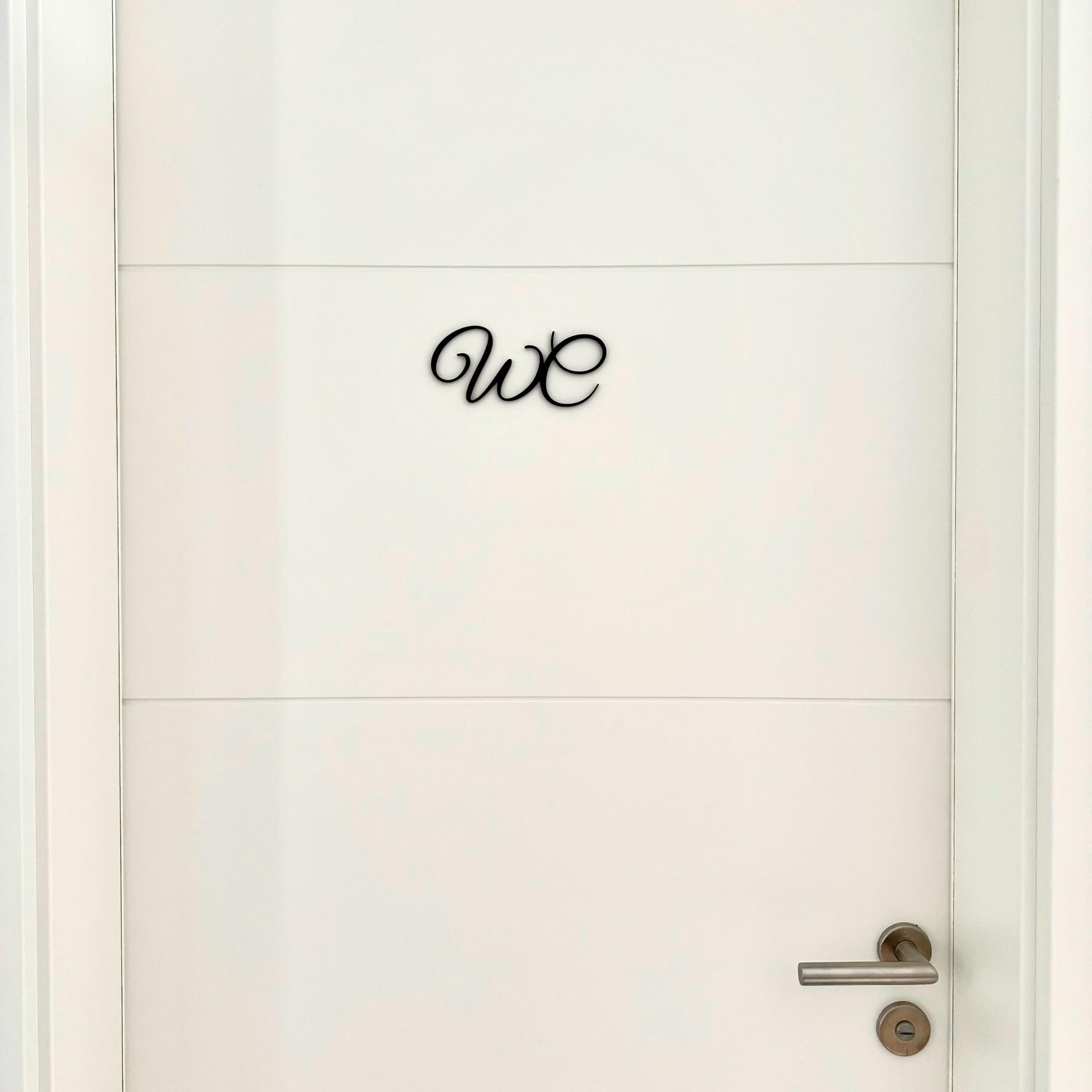Wc Sign Classy WC Sign – Modern Toilet Sign – Door Sign, Script, Minimalist – Bathroom ...