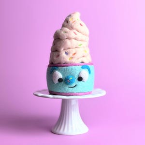 Handmade Silly Ice Cream Character | Needle Felted Funny Dessert with Sprinkles, Quirky Desk Buddy, Cute Storybook Character Gift