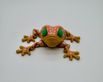 Small Articulated Frog Fidget Toy | 3D Printed Flexi Frog | Cute Desk Toy | Pocket Sized Animal Fidget | Fun Sensory Toy Gift