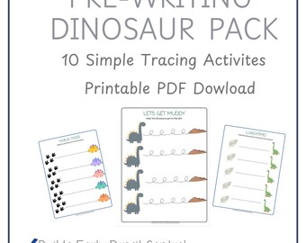 Dinosaur Preschool and Toddler Pre-writing Worksheets