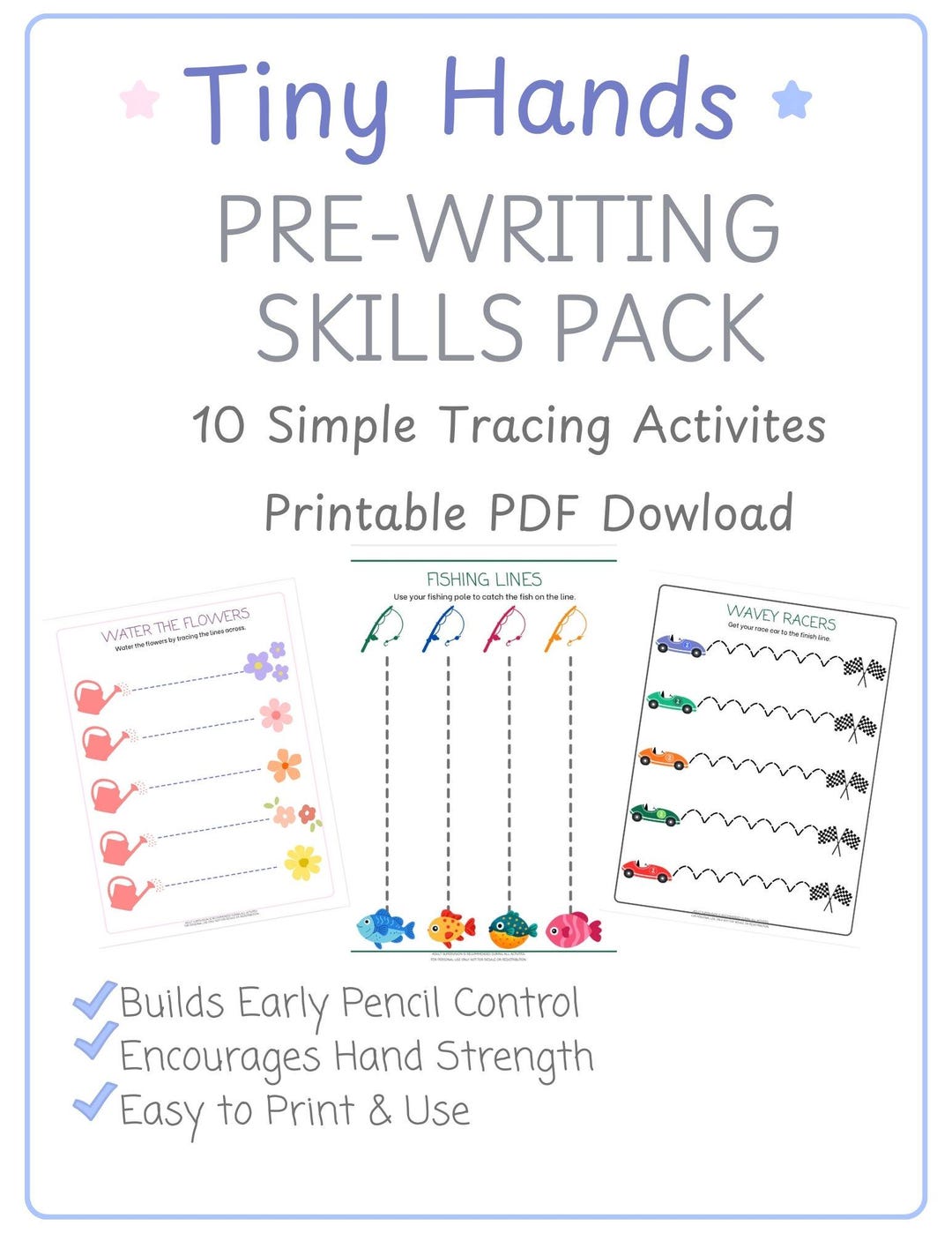 Pre- Writing Tracing Worksheets - Etsy Australia